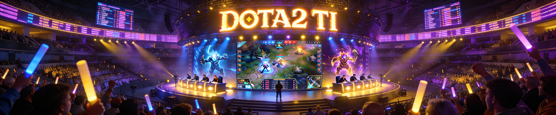 DOTA2国际邀请赛TI主舞台盛况 - 观众环绕的巨大赛场与选手对战画面